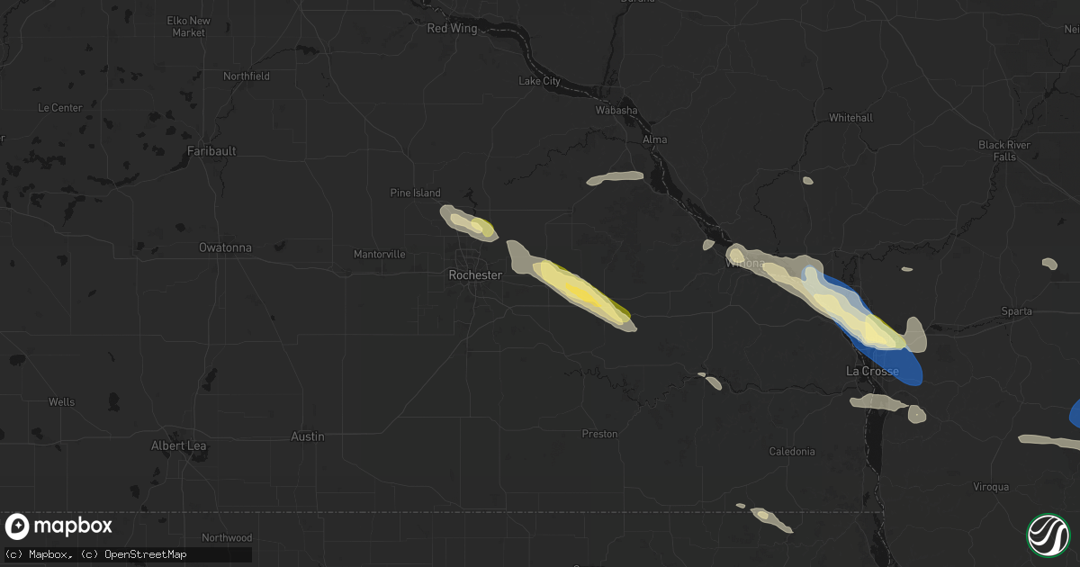 Hail map in Eyota, MN on August 18, 2026