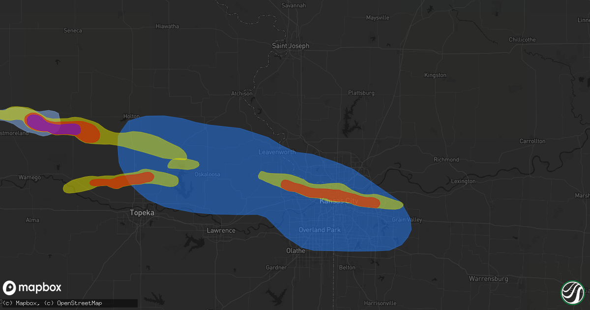 Hail map in Farley, MO on August 18, 2026