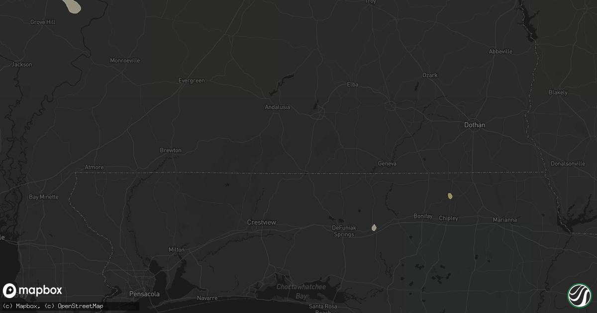 Hail map in Florala, AL on August 18, 2026