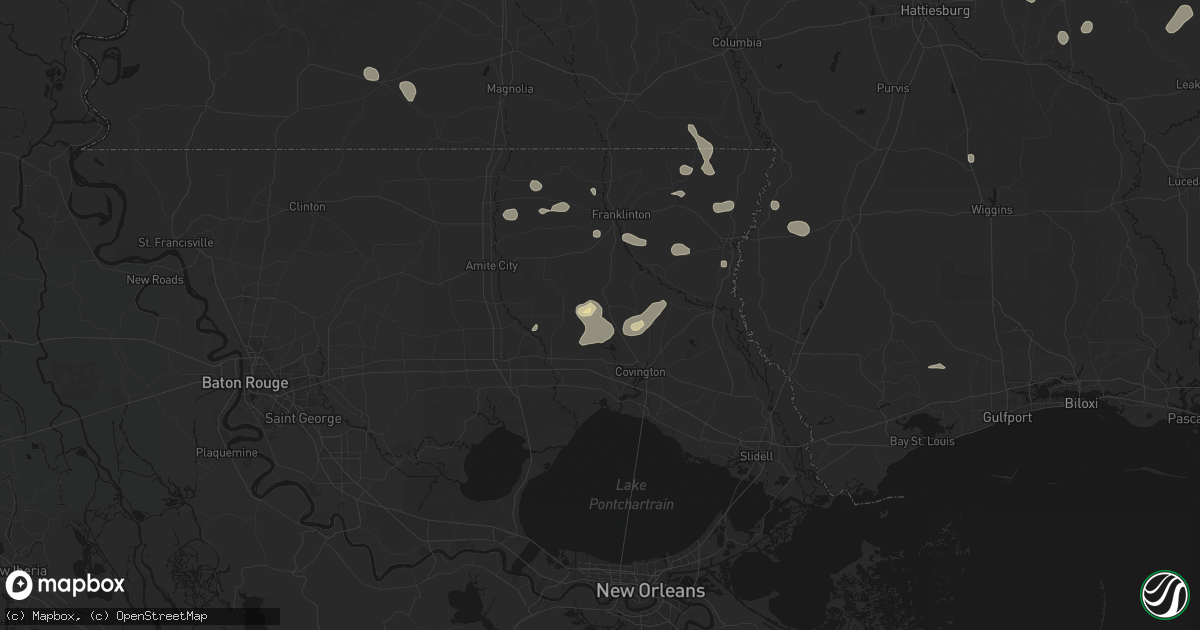 Hail map in Folsom, LA on August 18, 2026