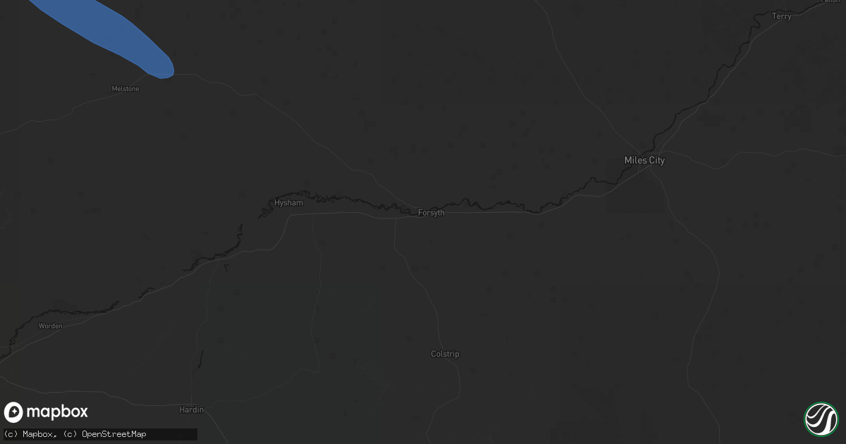 Hail map in Forsyth, MT on August 18, 2026