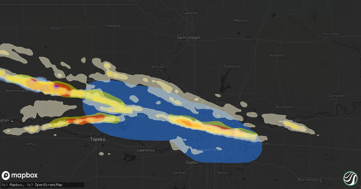 Hail map in Fort Leavenworth, KS on August 18, 2026