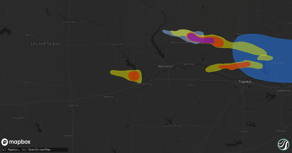 Hail map in Fort Riley, KS on August 18, 2026