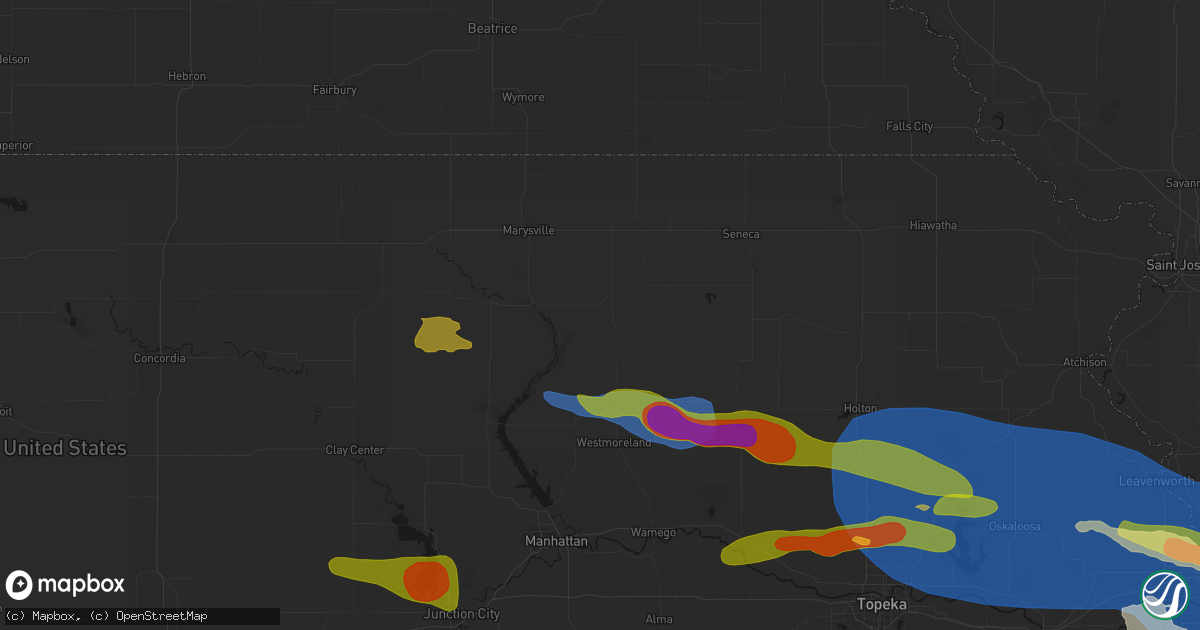 Hail map in Frankfort, KS on August 18, 2026