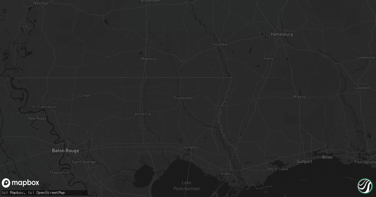 Hail map in Franklinton, LA on August 18, 2026