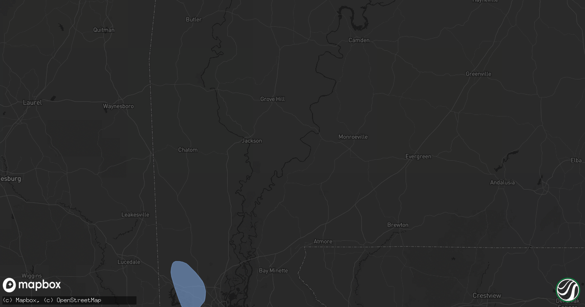 Hail map in Gainestown, AL on August 18, 2026