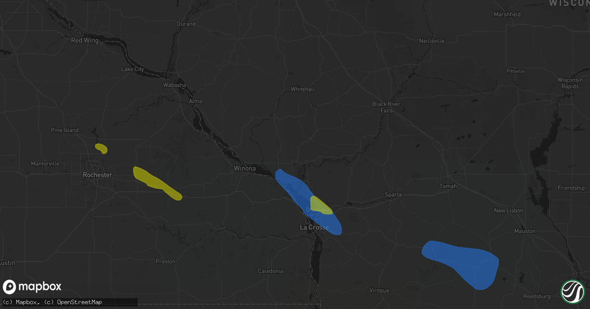 Hail map in Galesville, WI on August 18, 2026