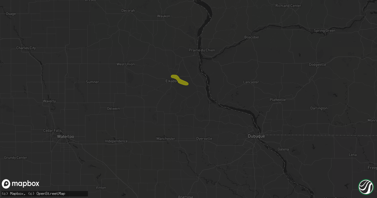Hail map in Garber, IA on August 18, 2026