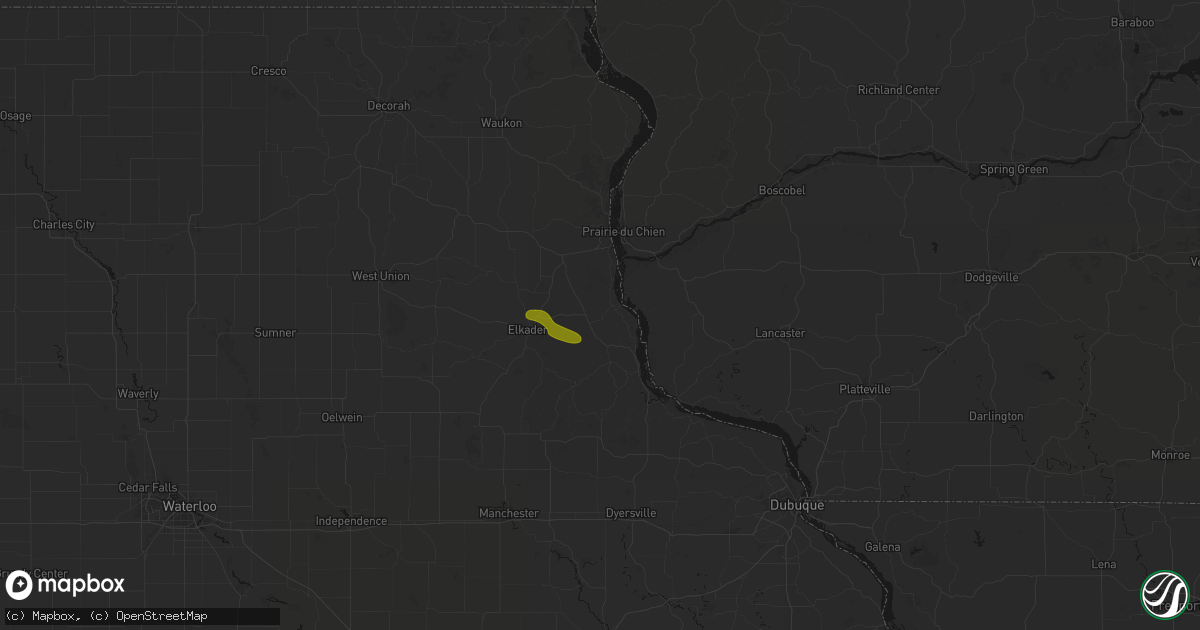Hail map in Garnavillo, IA on August 18, 2026