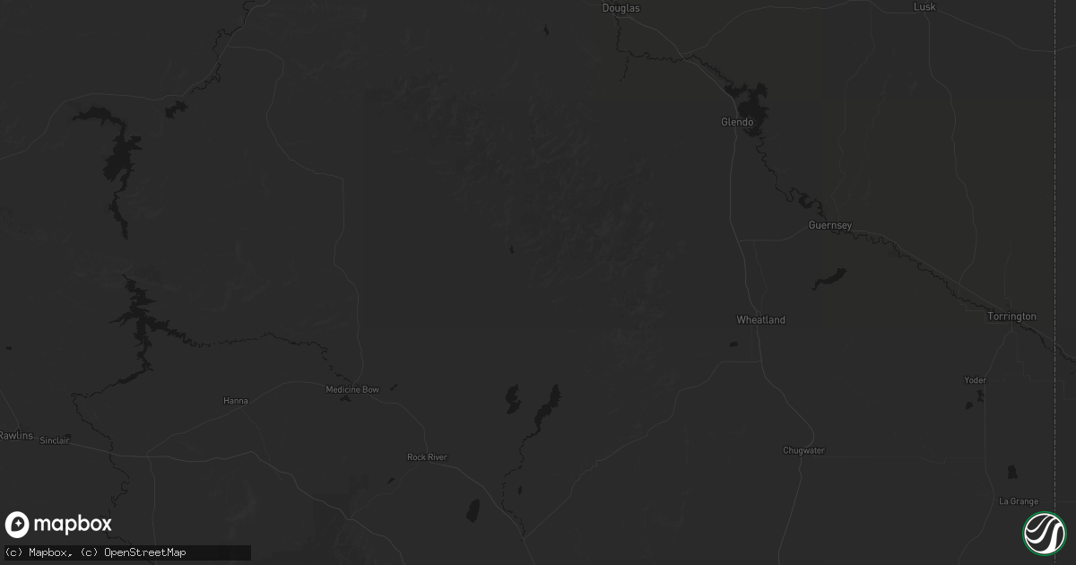 Hail map in Garrett, WY on August 18, 2026