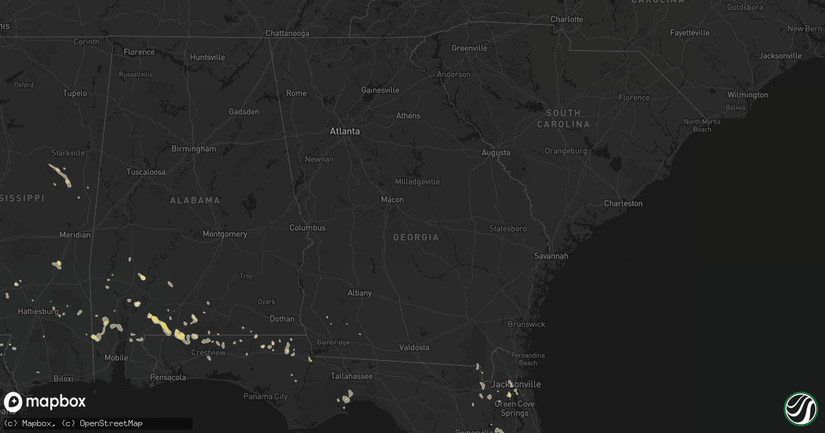 Hail map in Georgia on August 18, 2026