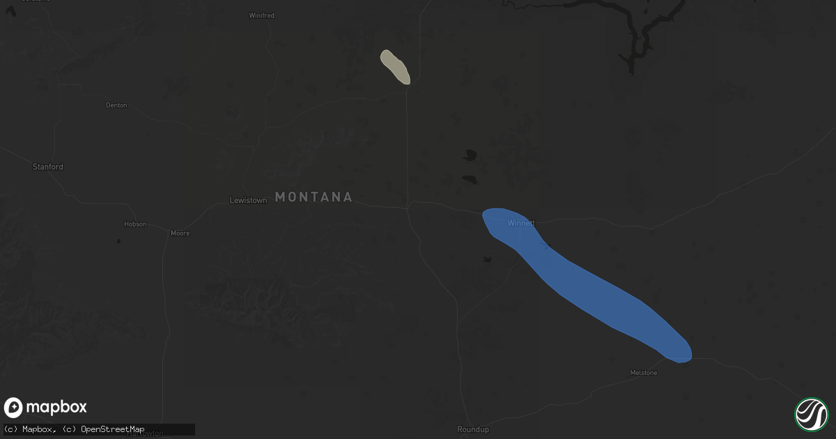 Hail map in Grass Range, MT on August 18, 2026