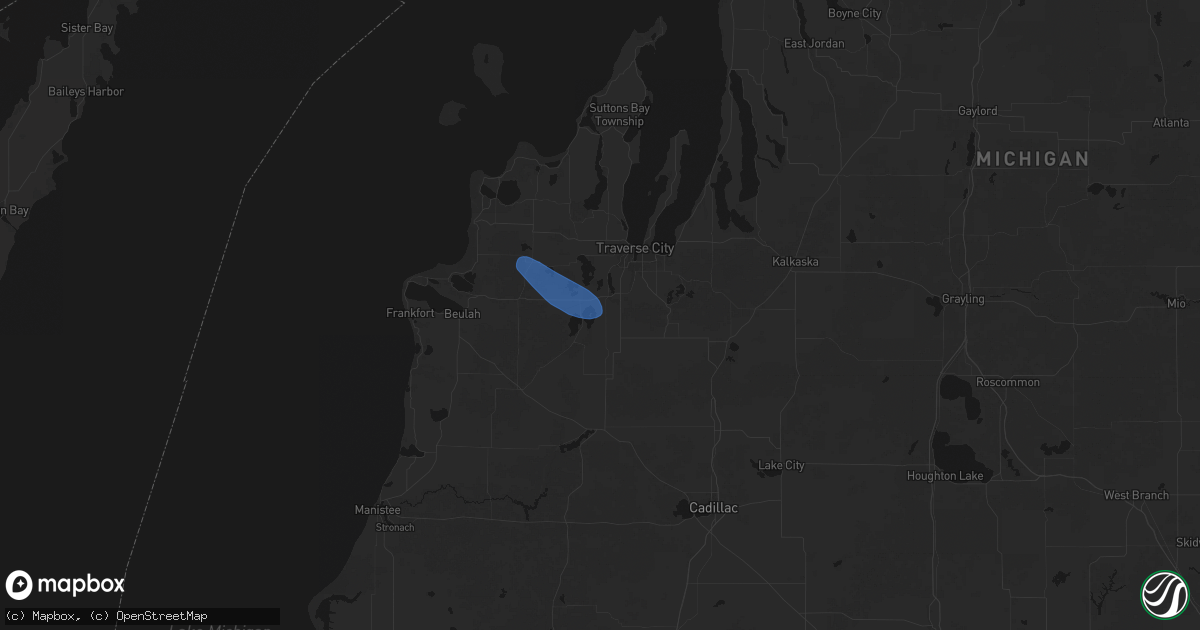 Hail map in Grawn, MI on August 18, 2026