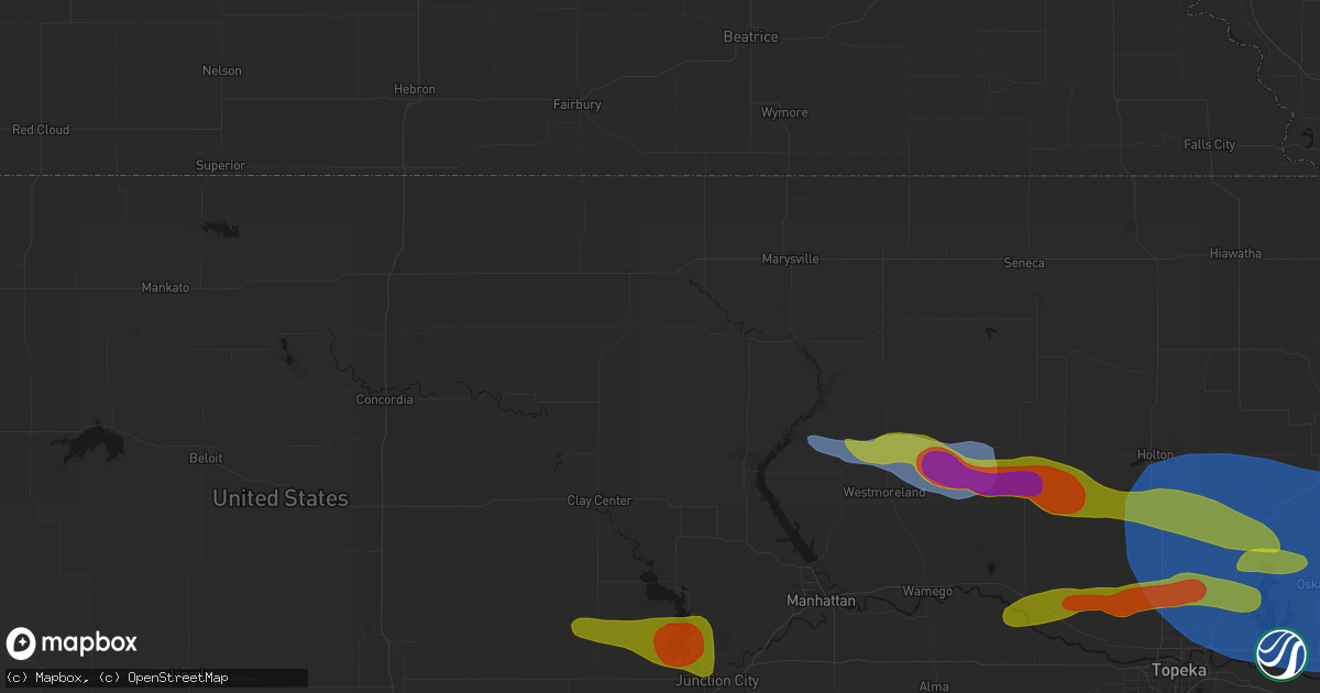 Hail map in Greenleaf, KS on August 18, 2026