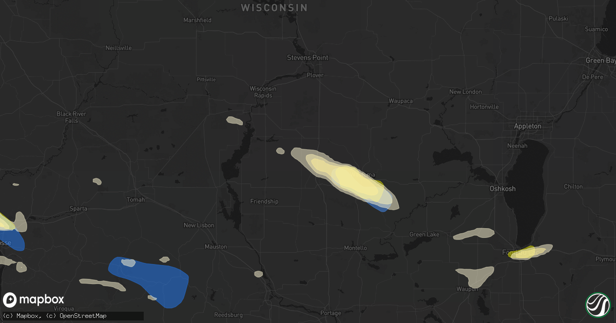 Hail map in Hancock, WI on August 18, 2026