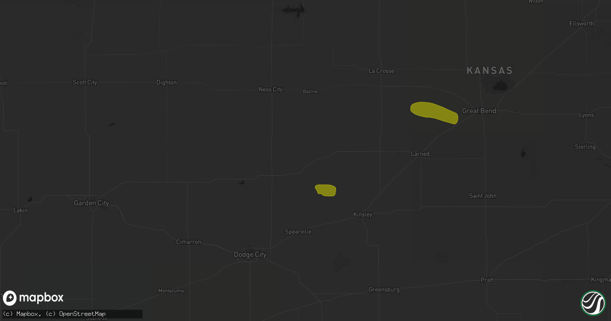 Hail map in Hanston, KS on August 18, 2026