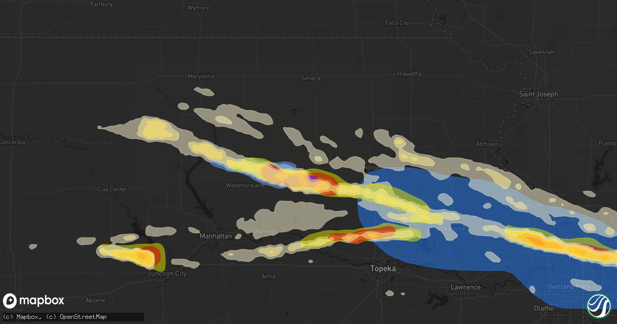 Hail map in Havensville, KS on August 18, 2026