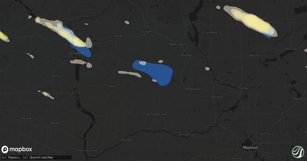 Hail map in Hillsboro, WI on August 18, 2026