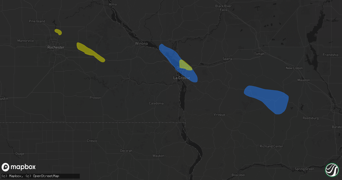 Hail map in Hokah, MN on August 18, 2026