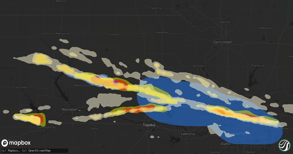Hail map in Holton, KS on August 18, 2026