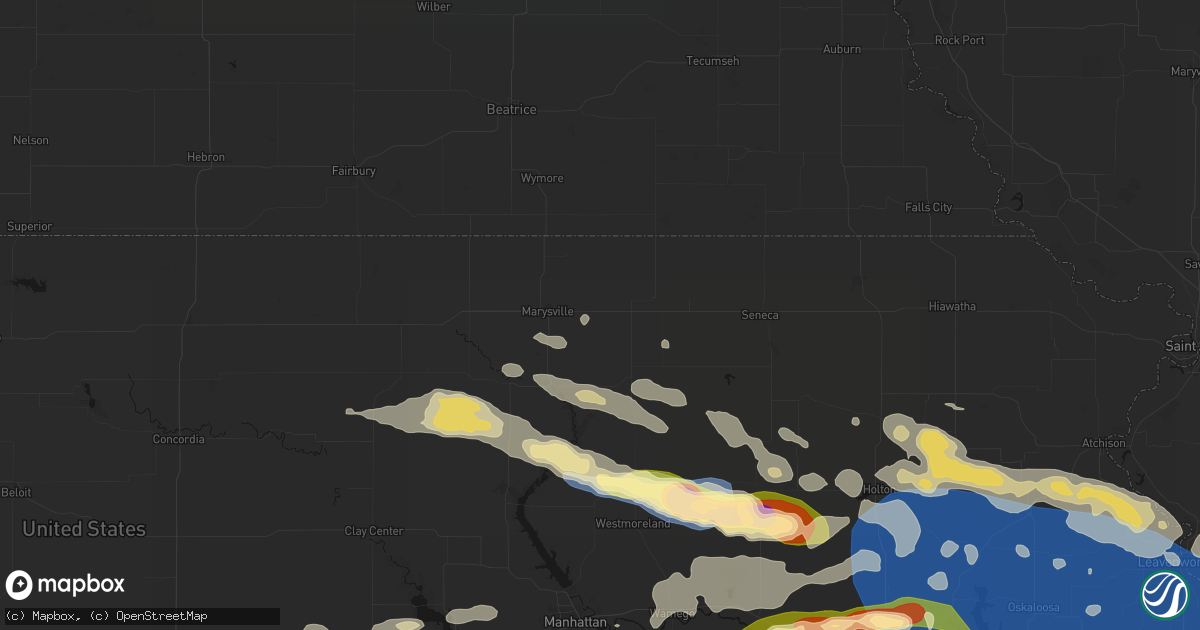 Hail map in Home, KS on August 18, 2026