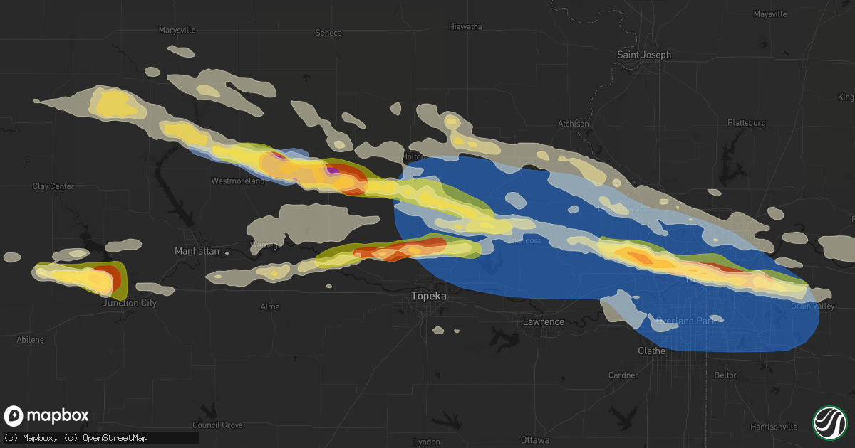 Hail map in Hoyt, KS on August 18, 2026