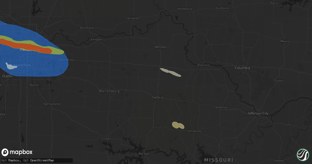 Hail map in Hughesville, MO on August 18, 2026