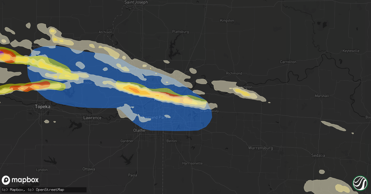 Hail map in Independence, MO on August 18, 2026