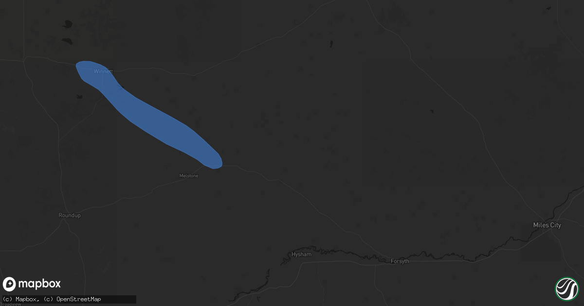 Hail map in Ingomar, MT on August 18, 2026