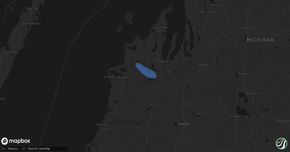 Hail map in Interlochen, MI on August 18, 2026