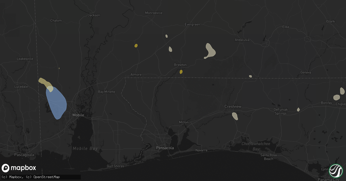 Hail map in Jay, FL on August 18, 2026