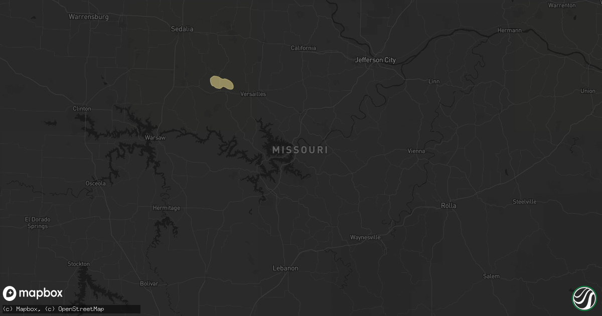 Hail map in Kaiser, MO on August 18, 2026