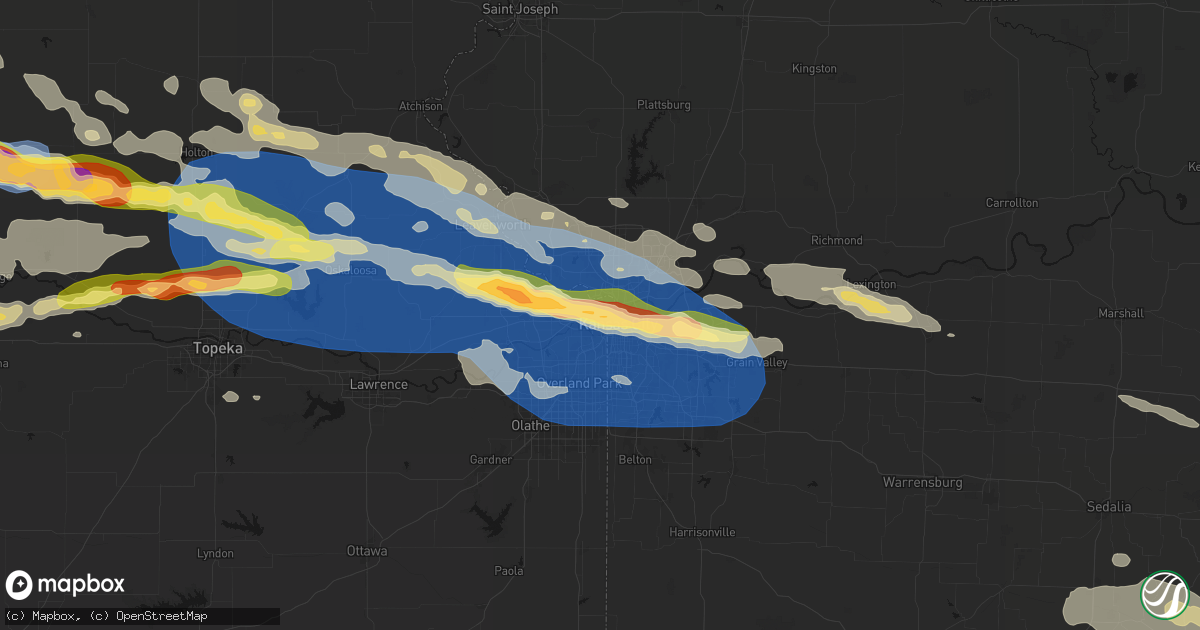 Hail map in Kansas City, KS on August 18, 2026