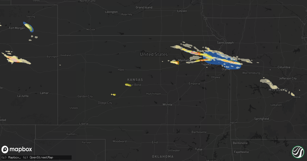 Hail map in Kansas on August 18, 2026