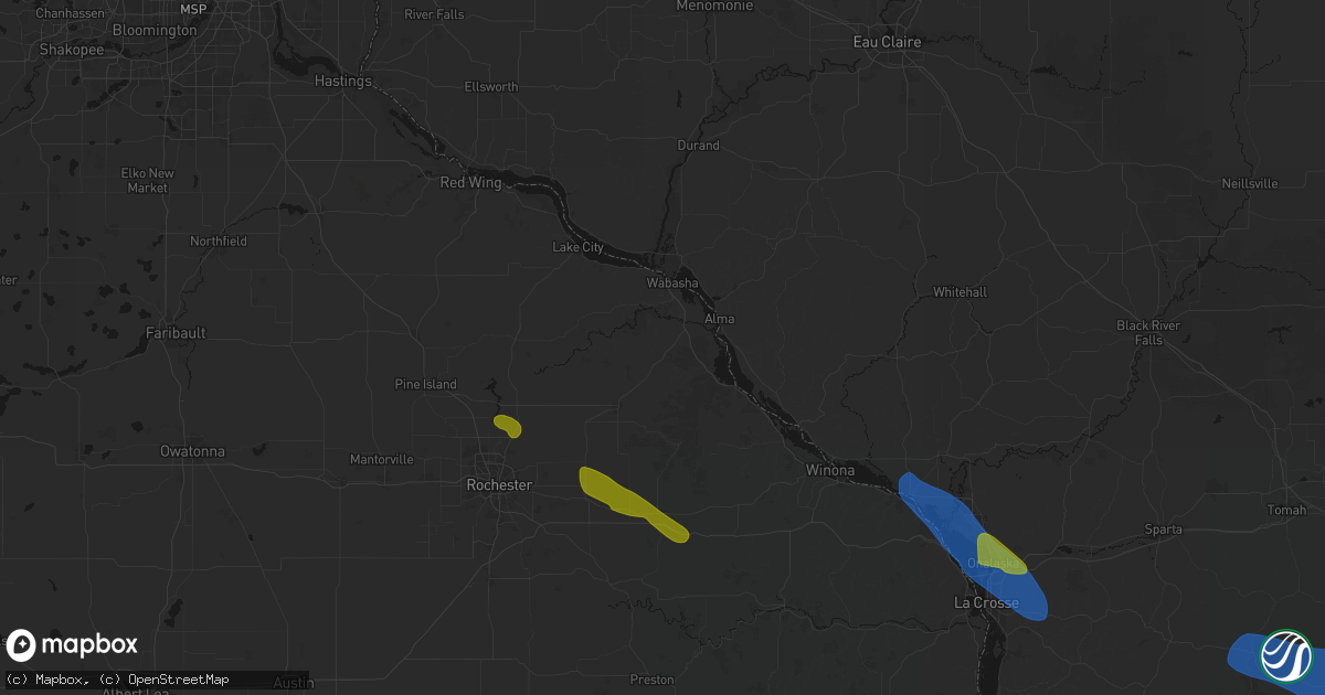 Hail map in Kellogg, MN on August 18, 2026