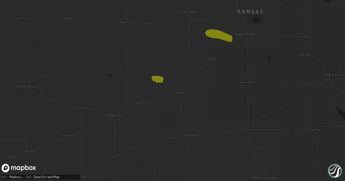 Hail map in Kinsley, KS on August 18, 2026