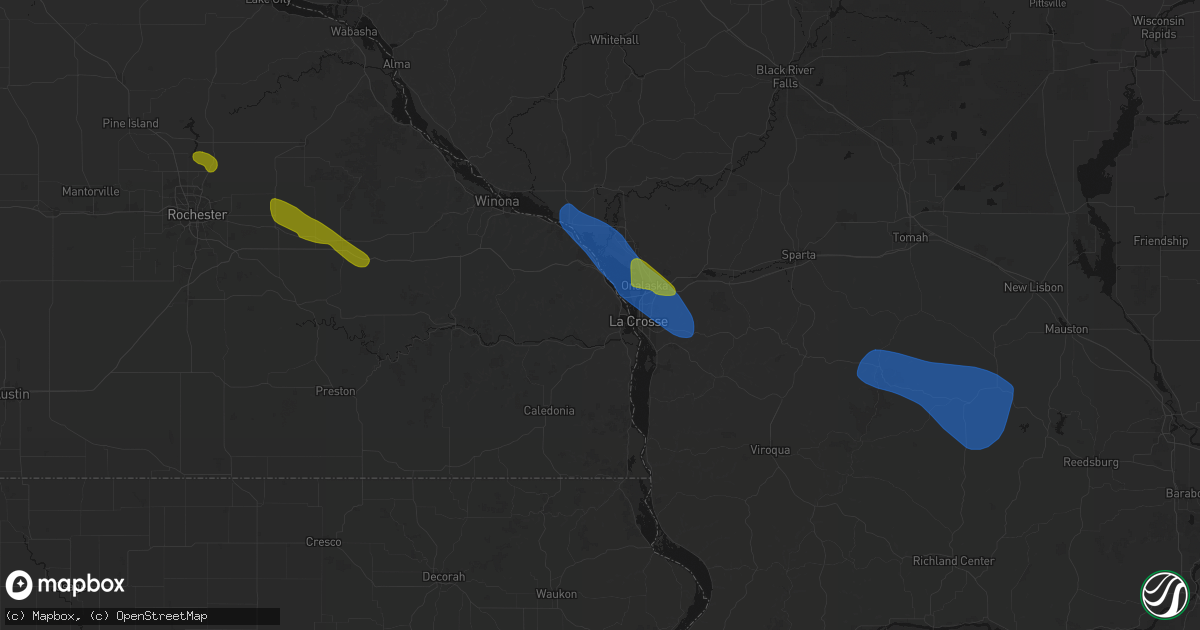 Hail map in La Crescent, MN on August 18, 2026