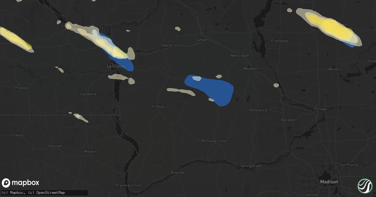 Hail map in La Farge, WI on August 18, 2026
