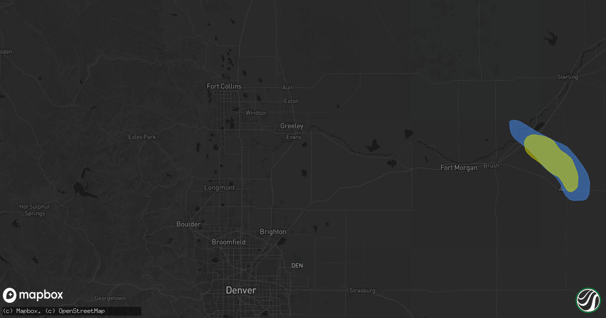 Hail map in La Salle, CO on August 18, 2026