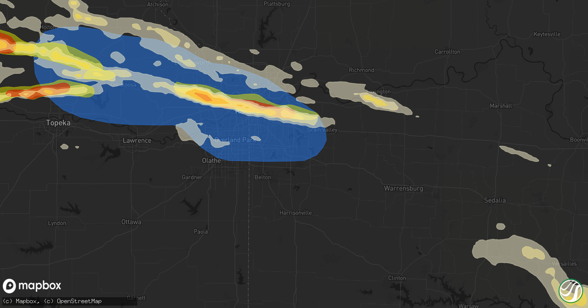 Hail map in Lees Summit, MO on August 18, 2026