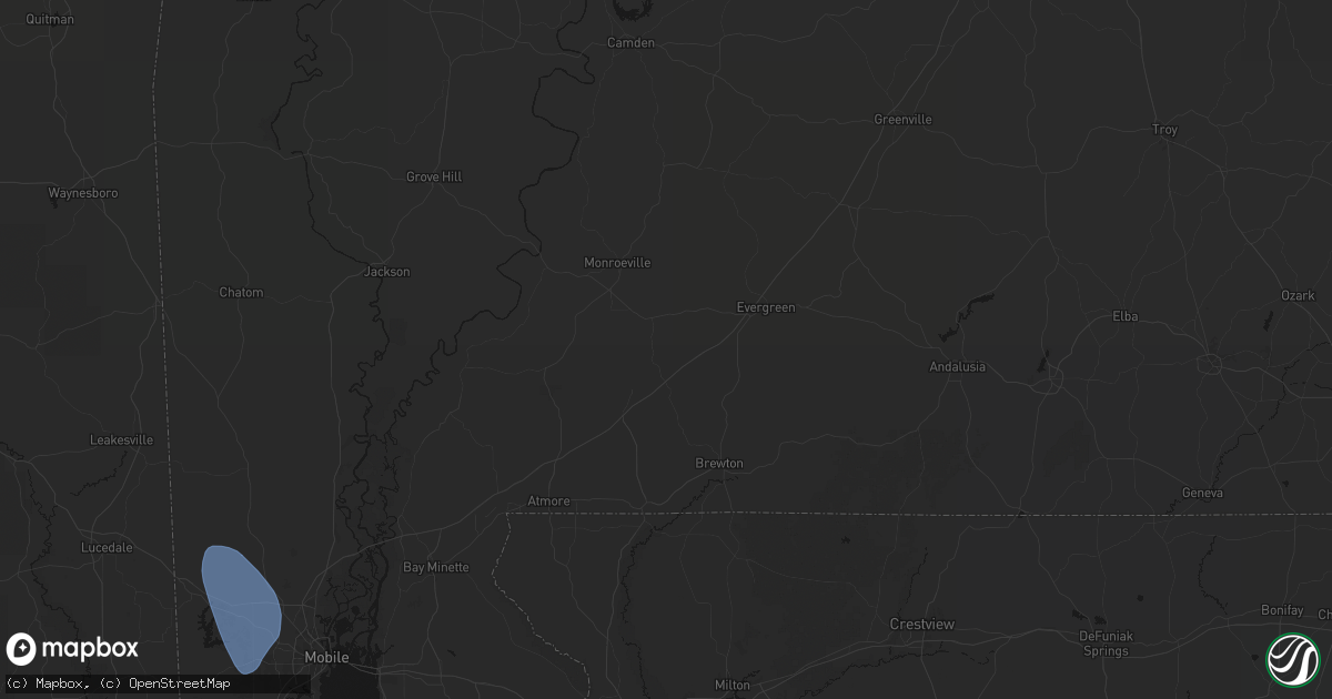 Hail map in Lenox, AL on August 18, 2026