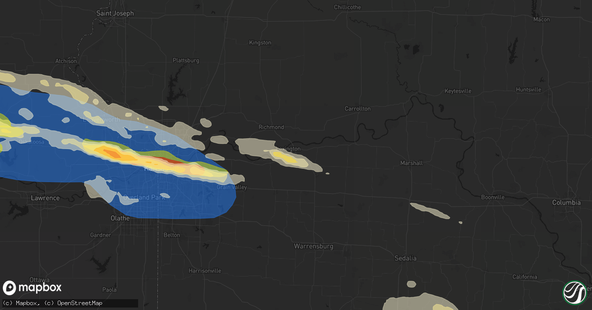 Hail map in Lexington, MO on August 18, 2026