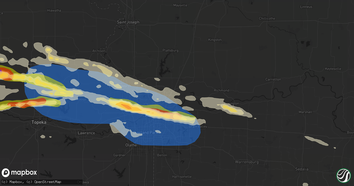 Hail map in Liberty, MO on August 18, 2026
