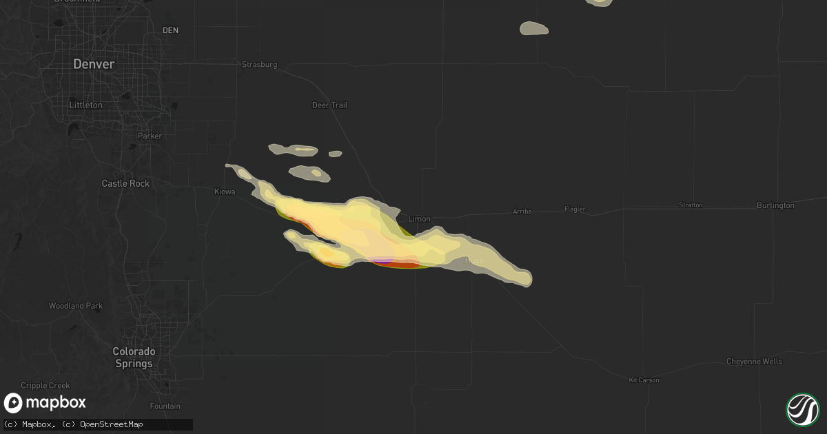 Hail map in Limon, CO on August 18, 2026