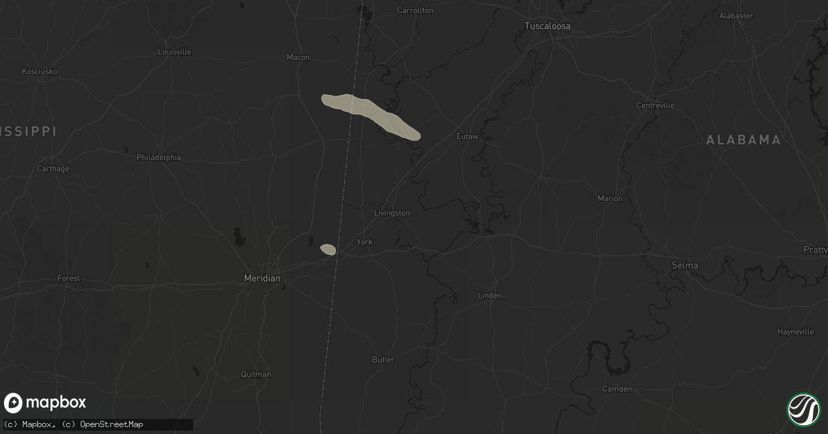 Hail map in Livingston, AL on August 18, 2026