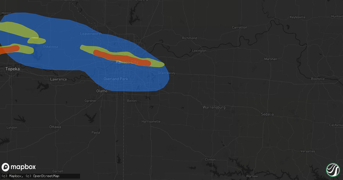 Hail map in Lone Jack, MO on August 18, 2026