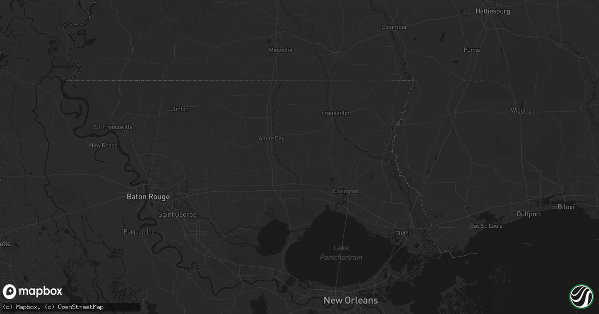 Hail map in Loranger, LA on August 18, 2026