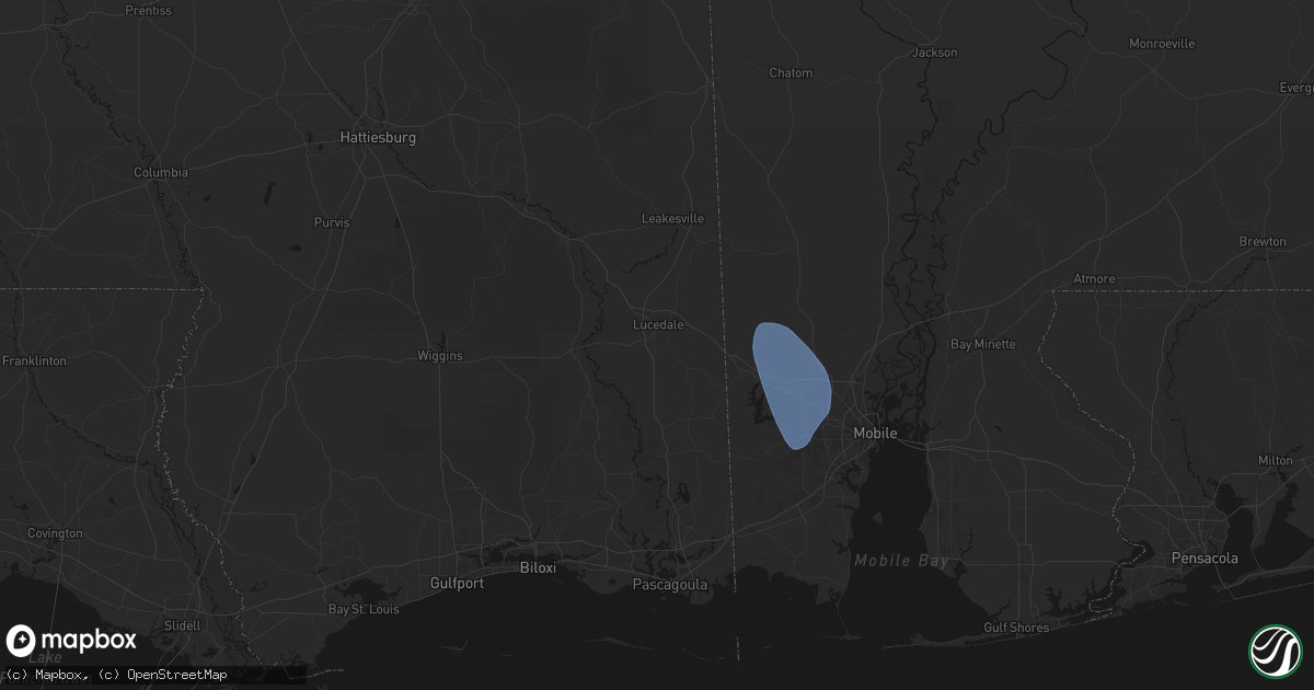 Hail map in Lucedale, MS on August 18, 2026