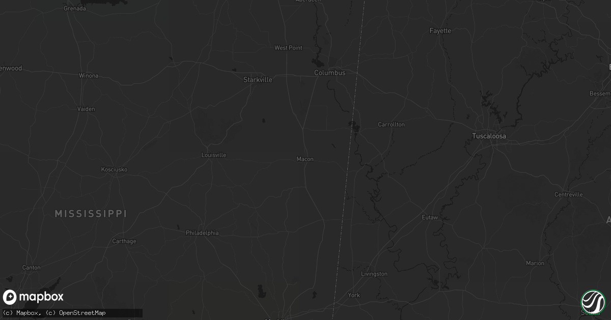 Hail map in Macon, MS on August 18, 2026