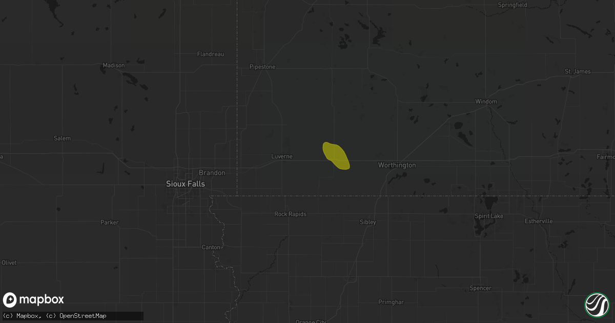 Hail map in Magnolia, MN on August 18, 2026